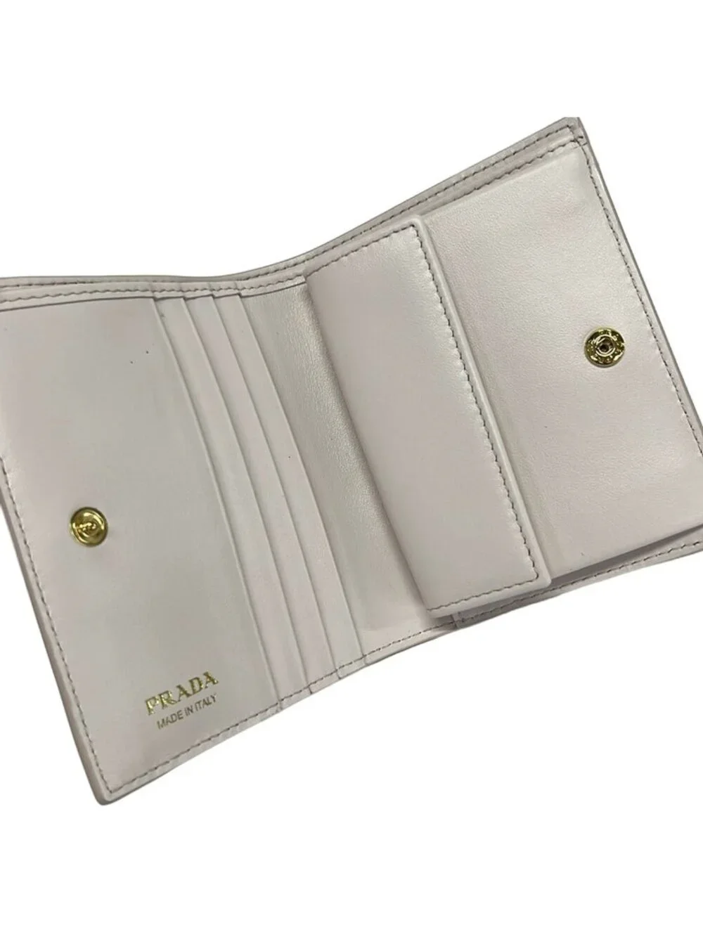 Prada Bifold Wallet Light Pink Light Purple Multi Floral Pattern Leather